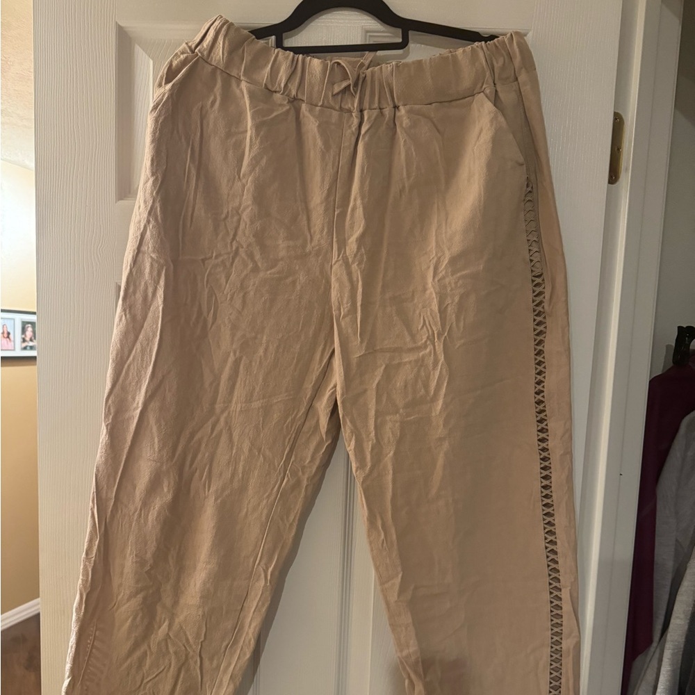 Puimentiua Size XL cotton/linen khaki pants